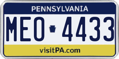 PA license plate MEO4433
