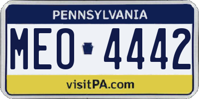PA license plate MEO4442