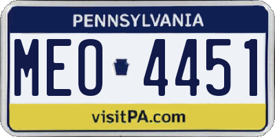 PA license plate MEO4451