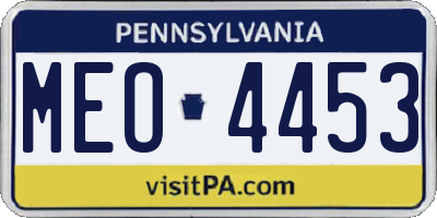 PA license plate MEO4453
