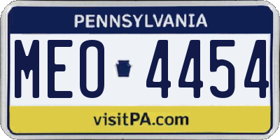 PA license plate MEO4454