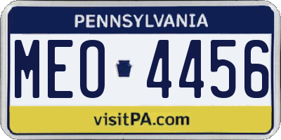 PA license plate MEO4456