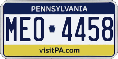 PA license plate MEO4458