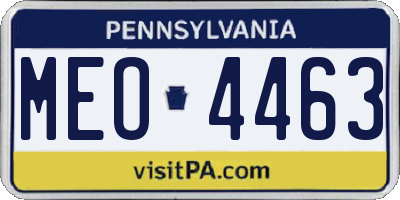 PA license plate MEO4463