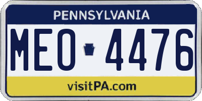 PA license plate MEO4476
