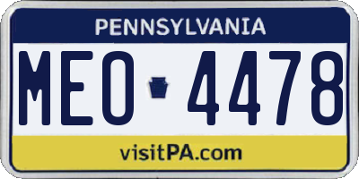 PA license plate MEO4478