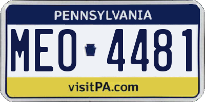 PA license plate MEO4481