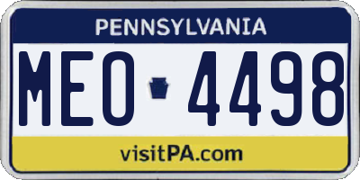 PA license plate MEO4498