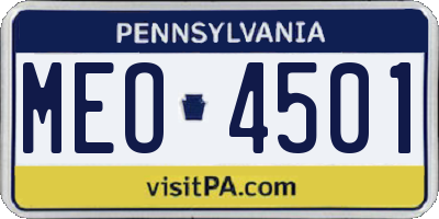 PA license plate MEO4501