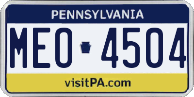 PA license plate MEO4504