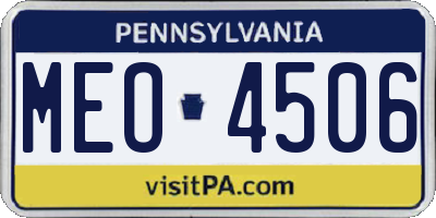 PA license plate MEO4506