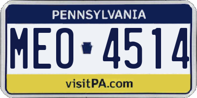 PA license plate MEO4514