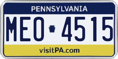 PA license plate MEO4515
