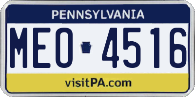 PA license plate MEO4516