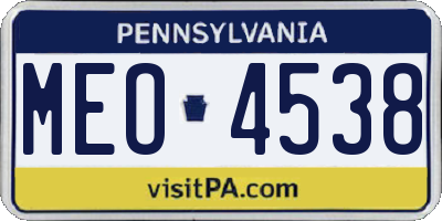 PA license plate MEO4538