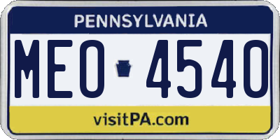 PA license plate MEO4540