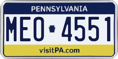 PA license plate MEO4551