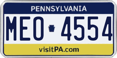 PA license plate MEO4554