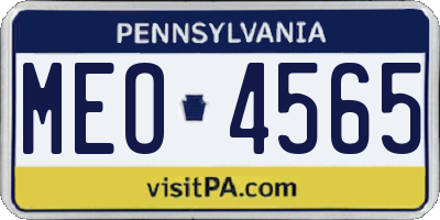 PA license plate MEO4565