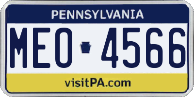 PA license plate MEO4566