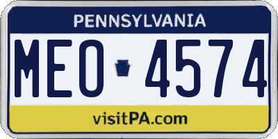 PA license plate MEO4574