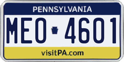 PA license plate MEO4601