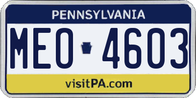 PA license plate MEO4603