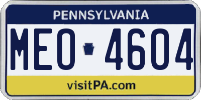 PA license plate MEO4604