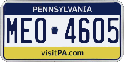 PA license plate MEO4605