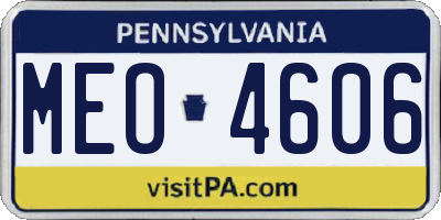 PA license plate MEO4606