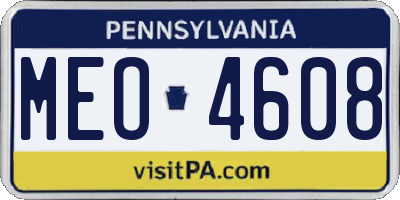 PA license plate MEO4608