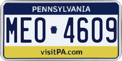 PA license plate MEO4609