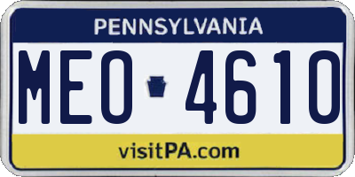 PA license plate MEO4610