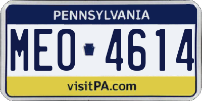 PA license plate MEO4614