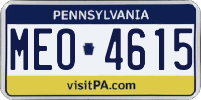 PA license plate MEO4615