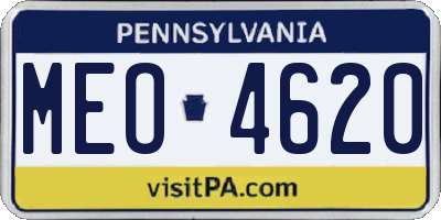 PA license plate MEO4620