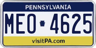 PA license plate MEO4625
