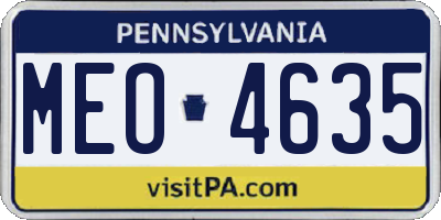 PA license plate MEO4635