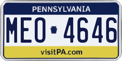 PA license plate MEO4646