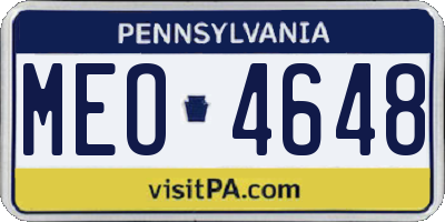 PA license plate MEO4648