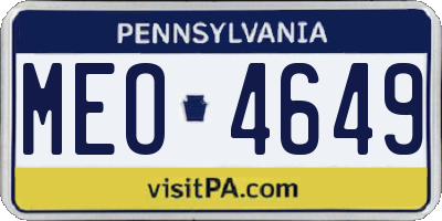 PA license plate MEO4649
