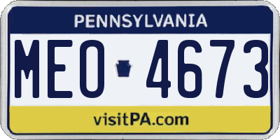 PA license plate MEO4673