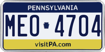 PA license plate MEO4704