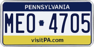 PA license plate MEO4705