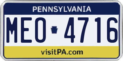 PA license plate MEO4716