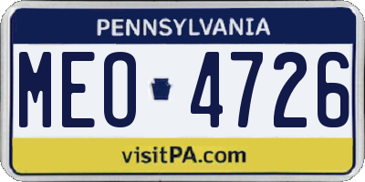 PA license plate MEO4726