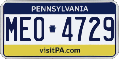 PA license plate MEO4729