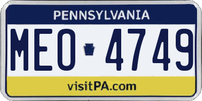 PA license plate MEO4749