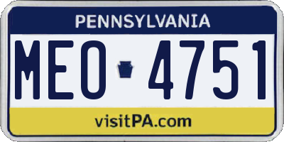 PA license plate MEO4751
