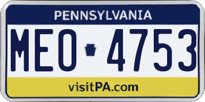 PA license plate MEO4753
